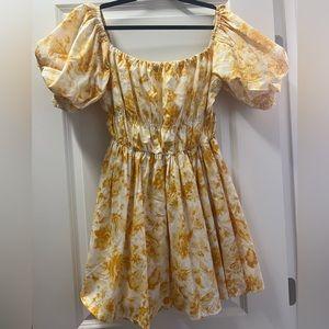 Abercrombie puff sleeve yellow floral dress